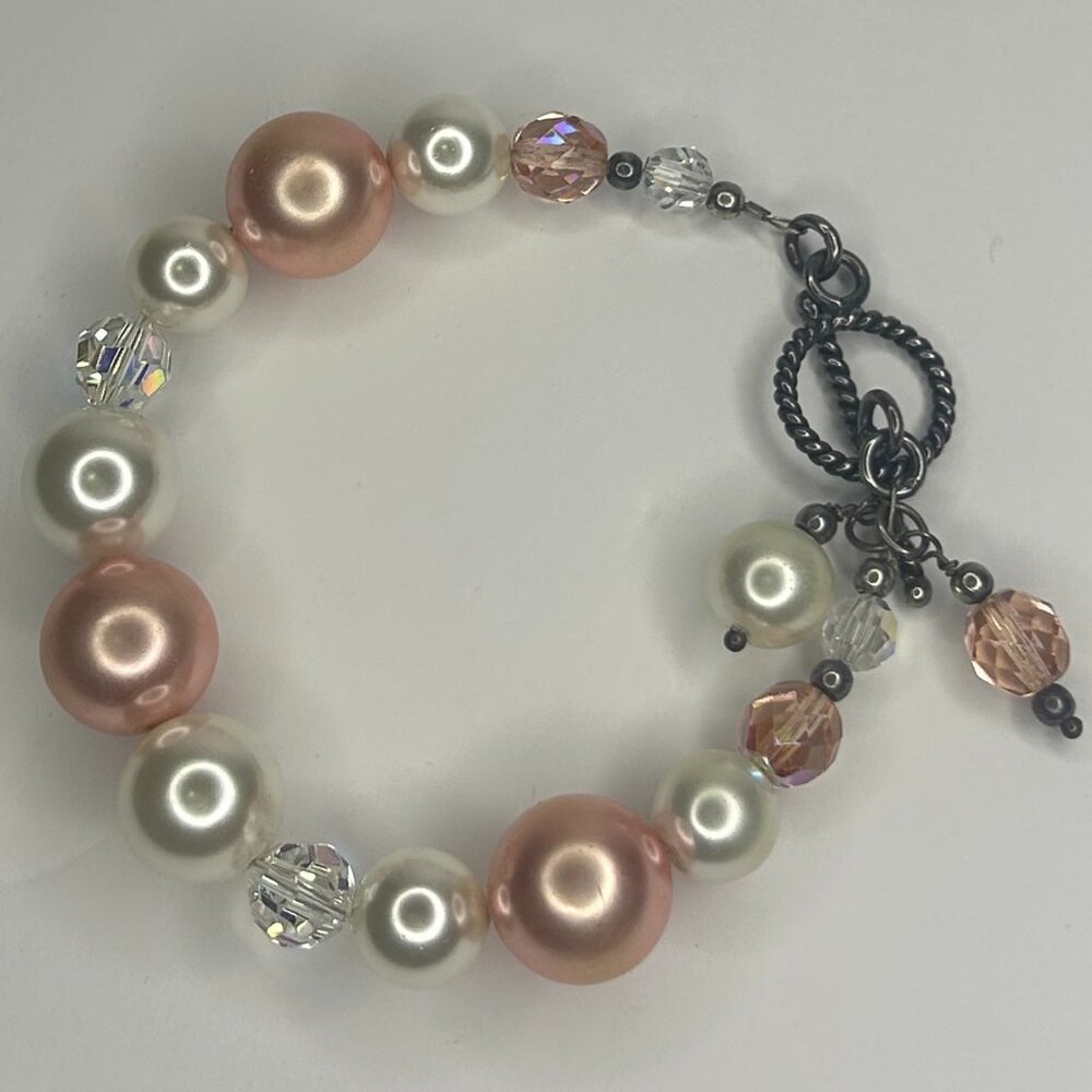 Crystal-Beaded Pearl Bracelet